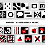 kontrastne kartice za dojenčke, visoko kontrastne kartice, črno bele kartice za dojenčka, darilo za novorojenčka